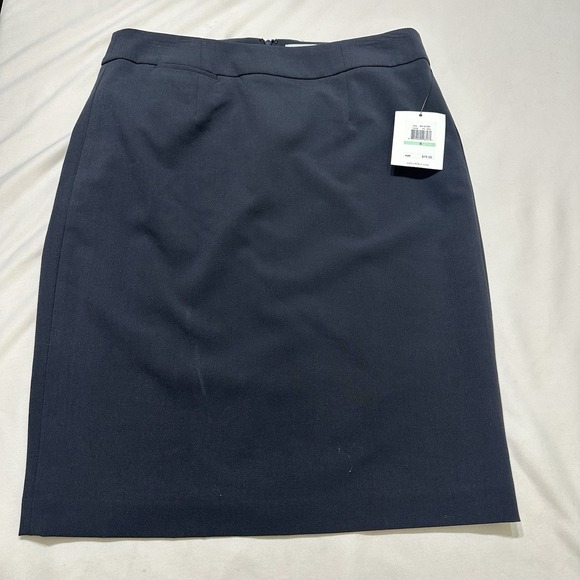Calvin Klein Womens Navy Pencil Skirt Size 8 Knee Length Lined NWT - Picture 2 of 11